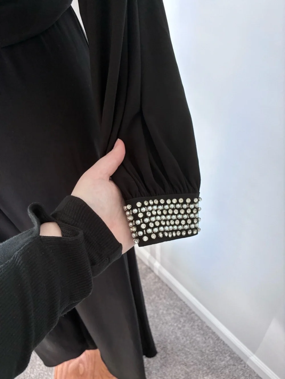 MSK Women’s Black Rhinestone Embellishment Wide Leg Jumpsuit